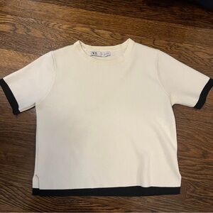 zara black and white knit top!